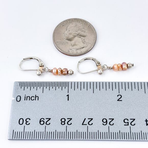 Vintage Sterling Silver 925 Pink Gradient Dangle Earrings - Picture 5 of 6